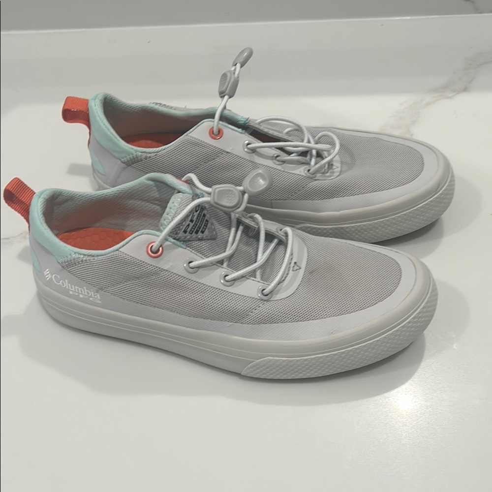 Columbia Gray and White Sneakers with Mesh Upper Beach or Lake shoes